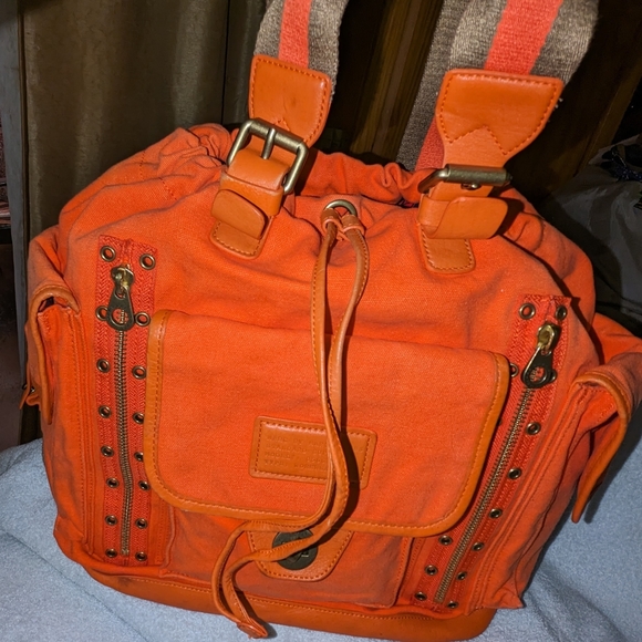 Marc by Marc Jacobs orange large drawstring backpack. - Picture 3 of 14